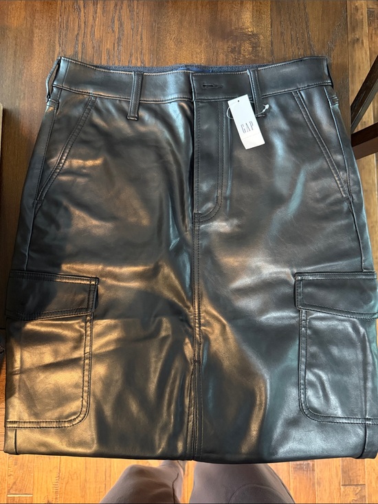 GAP Dresses & Skirts - GAP Black Faux Leather Cargo Mini Skirt with Belt Loops